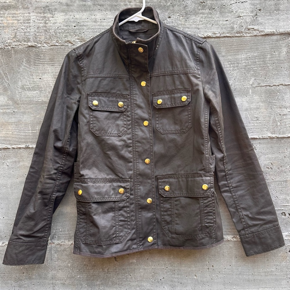 J.Crew 100% Cotton Forest Green Utility Jacket Size XS